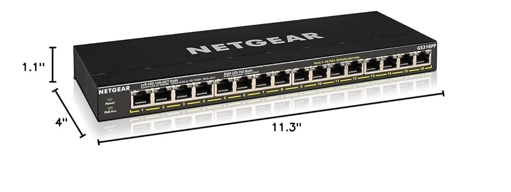 NETGEAR GS316 ギガビット 16ポート (PoE Amazon.com: NETGEAR 16-Port PoE+ Gigabit Ethernet Unmanaged